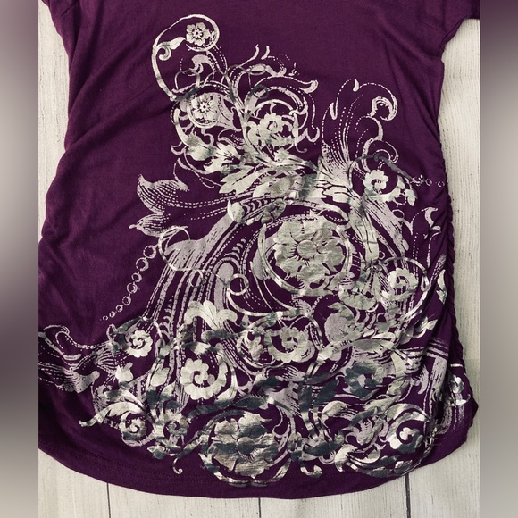 Dark Purple Body Central Top with Open Shoulder - Picture 4 of 5